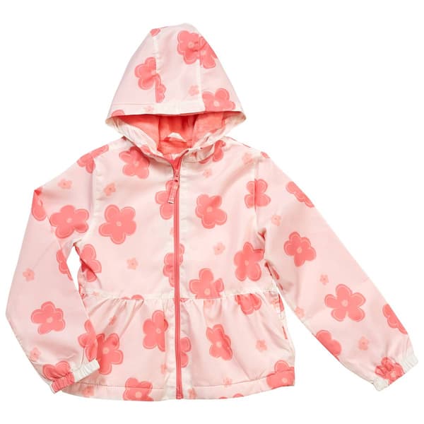 Girls (7-16) Pink Platinum(R) Peplum Daisy Windbreaker - image 