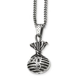 Mens Gentlemen's Classics(tm) Antiqued Steel Money Bag Necklace