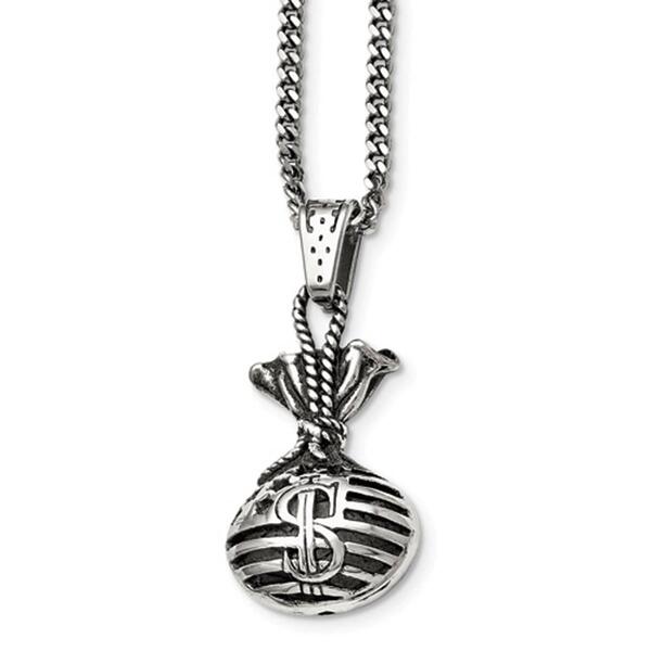 Mens Gentlemen's Classics&#40;tm&#41; Antiqued Steel Money Bag Necklace - image 