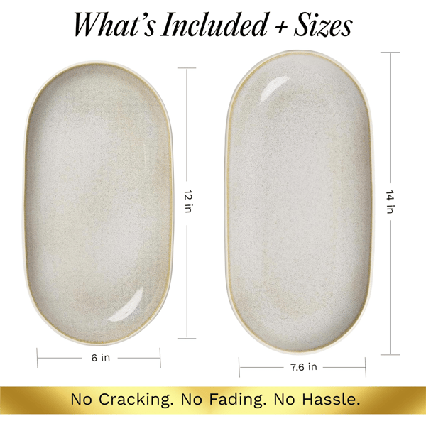 Sango Anderson Cream Large Stoneware Serving Platters - Set of 2