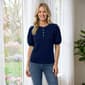 Womens Nicole Miller Short Poplin Sleeve Ribbed Blouse - image 1