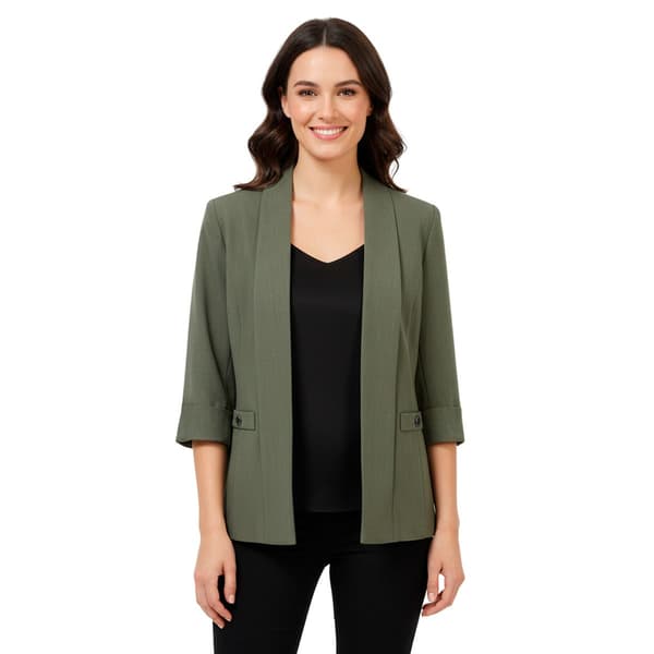 Plus Size Kasper 3/4 Sleeve Shawl Collar Welt Pockets Blazer - image 