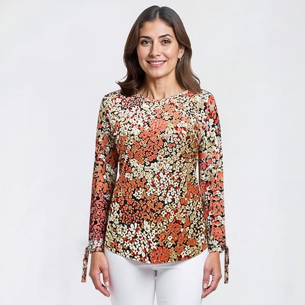 Womens Tommy Hilfiger 3/4 Ruched Sleeve Floral Blouse