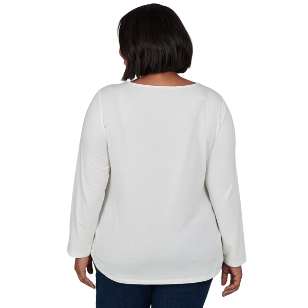 Plus Size Ruby Rd. Happy Holidays Long Sleeve Snow Globe Tee