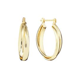 22mm Gold Over Brass Criss-Cross Hoop Earrings