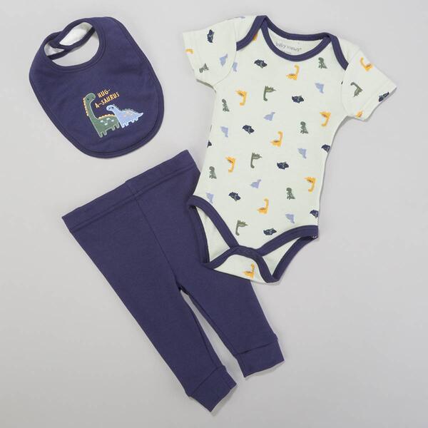 Baby Boy &#40;NB-9M&#41; baby views&#40;R&#41; 3pc. Dino Bodysuit Pants & Bib Set - image 