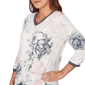 Womens Ruby Rd. Jetsetter Floral Stamp Front Knot Blouse - image 5
