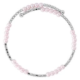 Athra Fine Silver Plated Simulated Pink Pearl & Crystal Bracelet