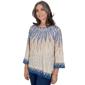 Womens Alfred Dunner Tuscany 3/4 Sleeve Ikat Burnout Blouse - image 3