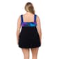 Plus Size Great Lengths Draped Crossover Abstract Swimdress - image 2