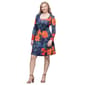 Women 24/7 Comfort Apparel Navy Floral Long Sleeve Dress - image 3