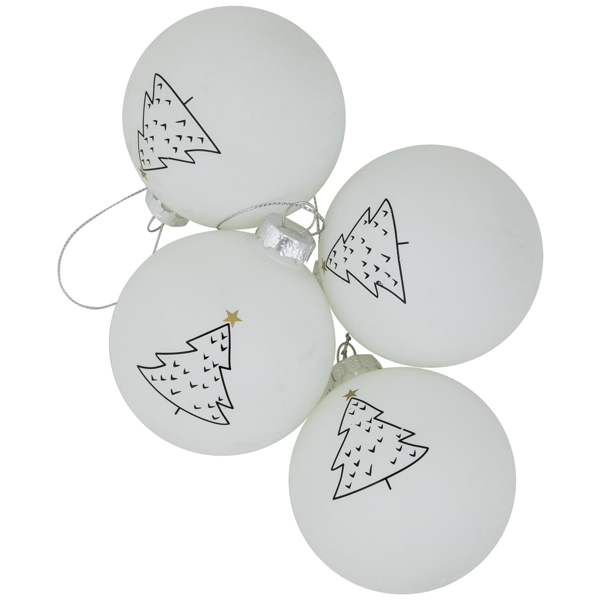 Northlight 4ct. Matte White Christmas Tree Glass Ornaments