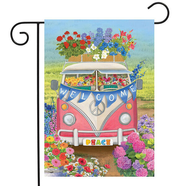 Briarwood Lane Welcome Peace Van Floral Garden Flag - image 