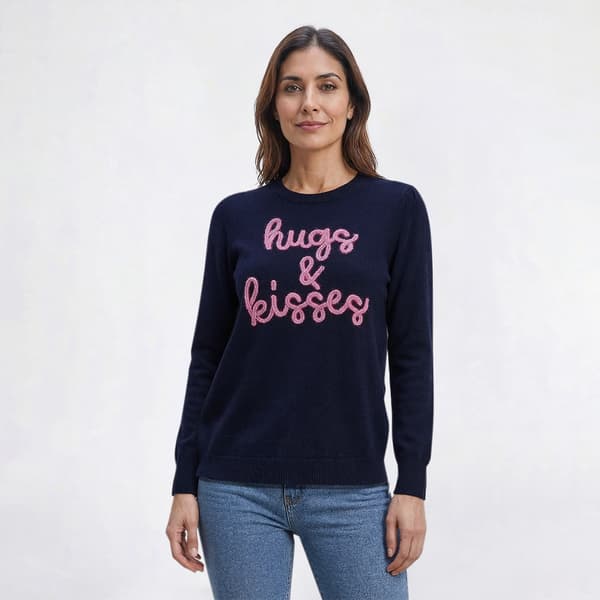 Plus Size Zac & Rachel Long Sleeve Hugs & Kisses Sweater - image 