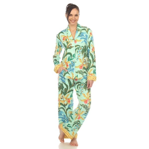 Womens White Mark Two Piece Wildflower Print Pajama Set