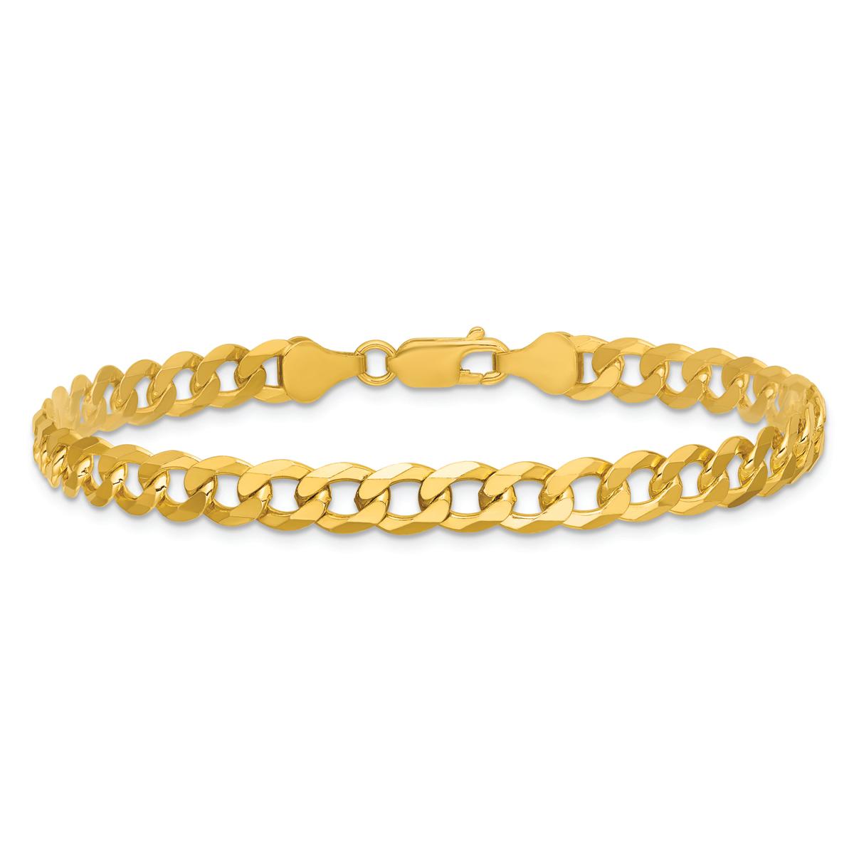 Gold Plated over Sterling Silver Beveled Curb Chain Bracelet