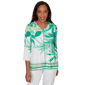 Petite Alfred Dunner Resort Living V Neck Artisan Leaf Blouse - image 1