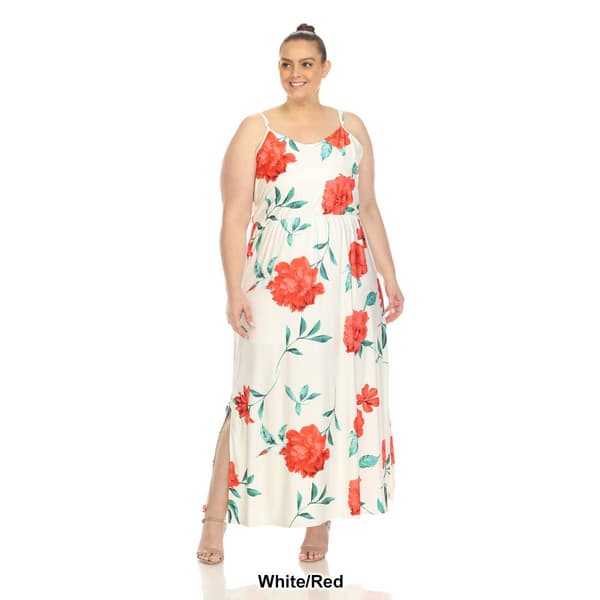 Plus Size White Mark Floral Strap Maxi Dress
