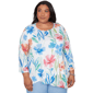 Plus Size Alfred Dunner Caribbean Blues Whimsical Flower Bell Sl - image 1