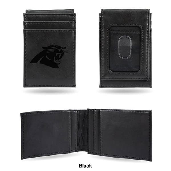 Mens NFL Carolina Panthers Faux Leather Front Pocket Wallet