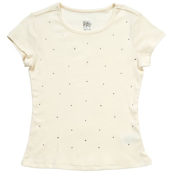 Girls (7-16) Star Ride(R) Short Sleeve Rhinestone Tee - Egret - image 