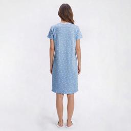 Womens Elizabeth & Nicole Blush Rosette Lace Henley Nightgown