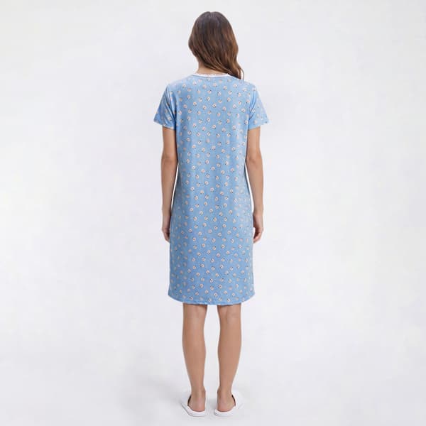 Womens Elizabeth & Nicole Blush Rosette Lace Henley Nightgown