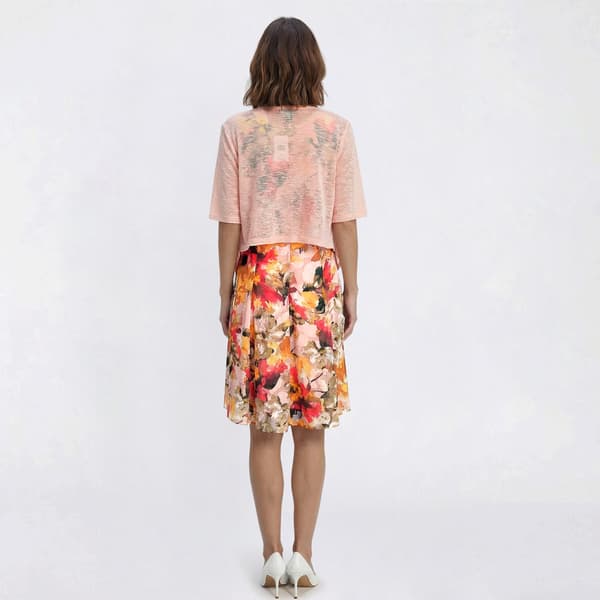 Womens Perceptions Short Sleeve Abstract Floral Jacket Dress