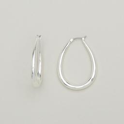 Napier Silver-Tone Oval Tubular Hoop Earrings