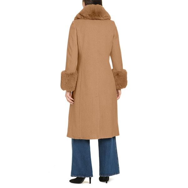 Petite Vince Camuto Detachable Faux Fur Collar & Cuff Solid Coat