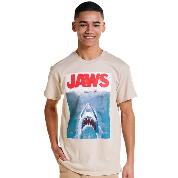 Young Mens Hybrid Promotions Jaws Short Sleeve Graphic Tee - Sand - image 