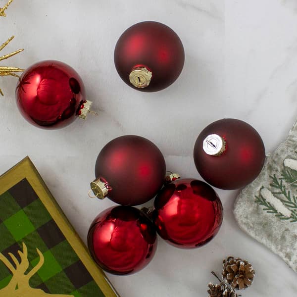 Northlight Seasonal 6pc. Red 2-Finish Glass Christmas Ornaments