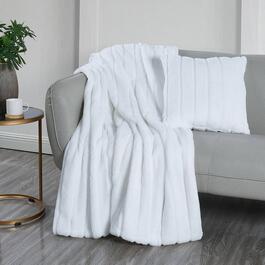Videri Home Faux Fur Stripe Throw & Pillow Gift Set