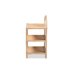 Baxton Studio Redell Bohemian Rattan 3-Tier Display Shelf