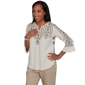 Womens Alfred Dunner Travel Advisory Geo Embroidery Blouse - image 3