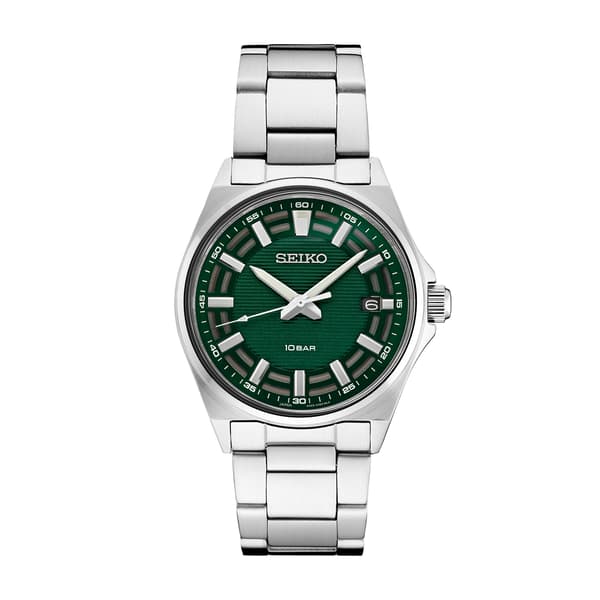 Mens Seiko Essentials Stainless Steel Green Dial Watch - SUR503 - image 