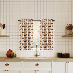Farmers Market Fall Truck Print Kitchen Curtains