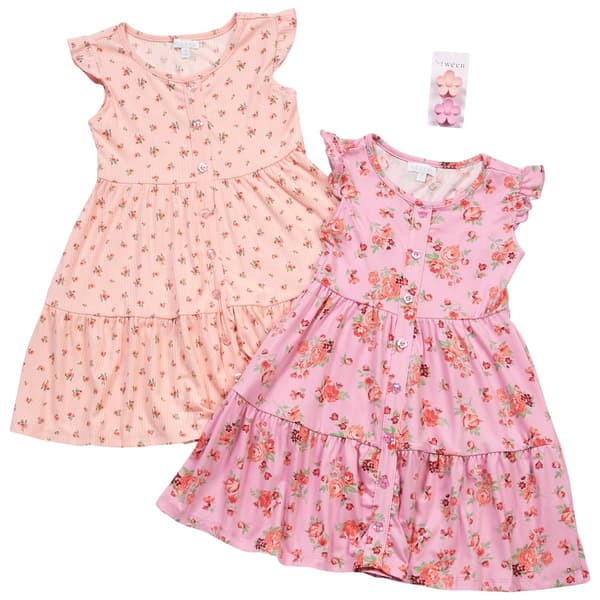 Girls (4-6x) BTween(R) 2pk. Short Sleeve Floral Button-Up Dress