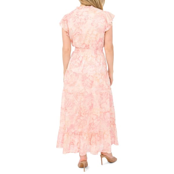 Petite MSK Ruffle Sleeve Tie Neck Floral Tier Maxi Dress