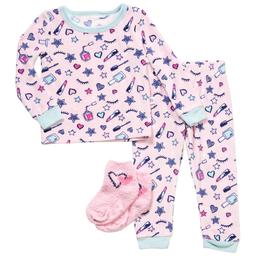 Toddler Girl Sleep On It(R) 3pc. Velour Makeup Pajama Set