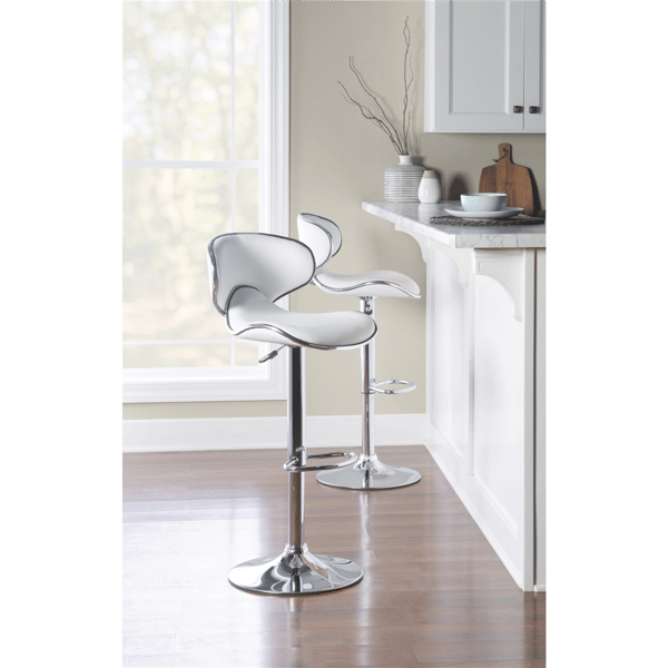 Linon Home Decor Beldon White Faux Leather Adjustable Barstool