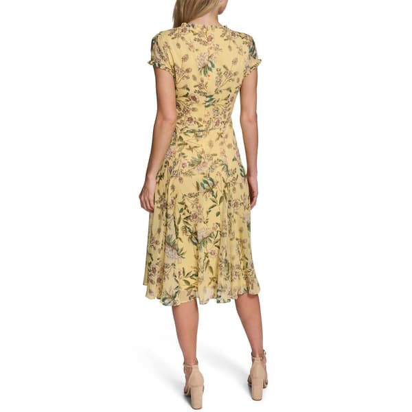 Womens Tommy Hilfiger Short Sleeve Ruffle Floral Midi Dress