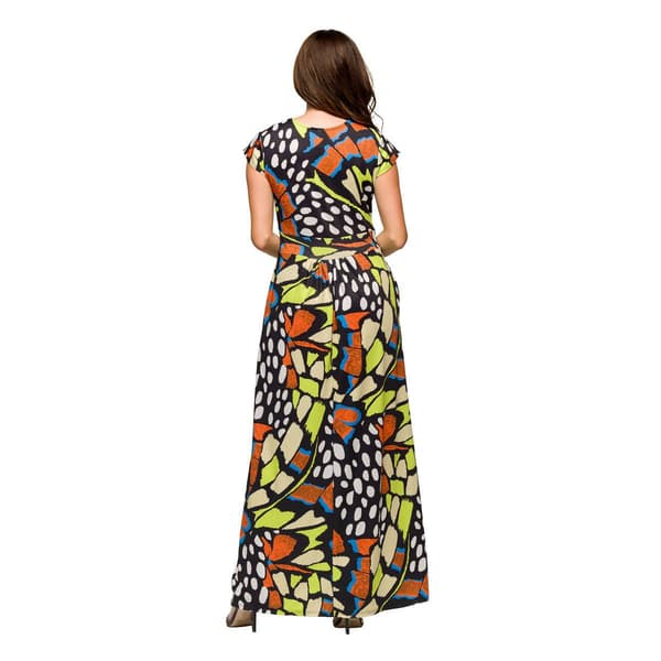Womens 24/7 Comfort Apparel Butterfly Side Slit Pocket Maxi Dress