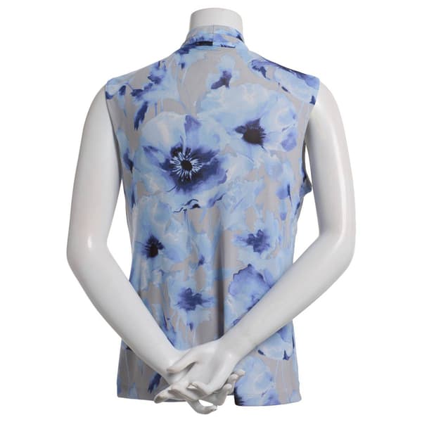 Womens Calvin Klein Sleeveless Pleated Floral Mesh Blouse