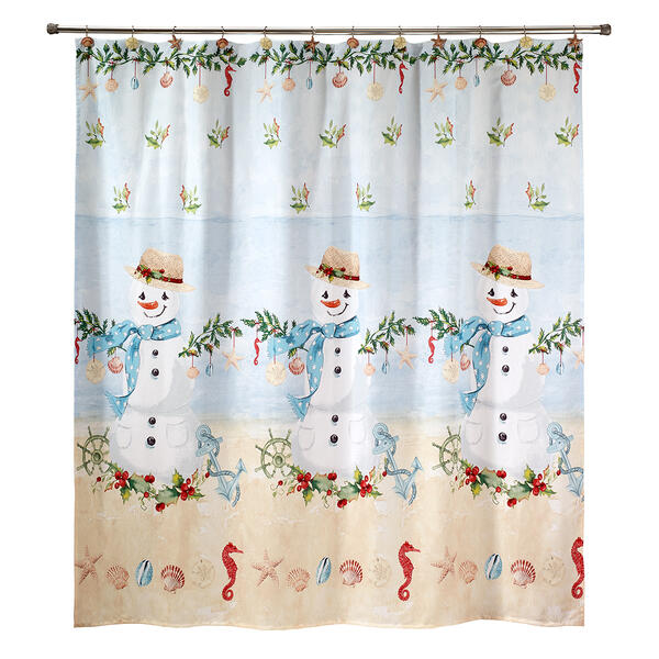 Avanti Coastal Snowman Shower Curtain - image 
