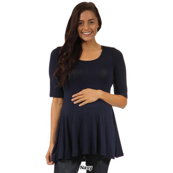 Womens 24/7 Comfort Apparel Solid 3/4 Sleeve Tunic Maternity Top