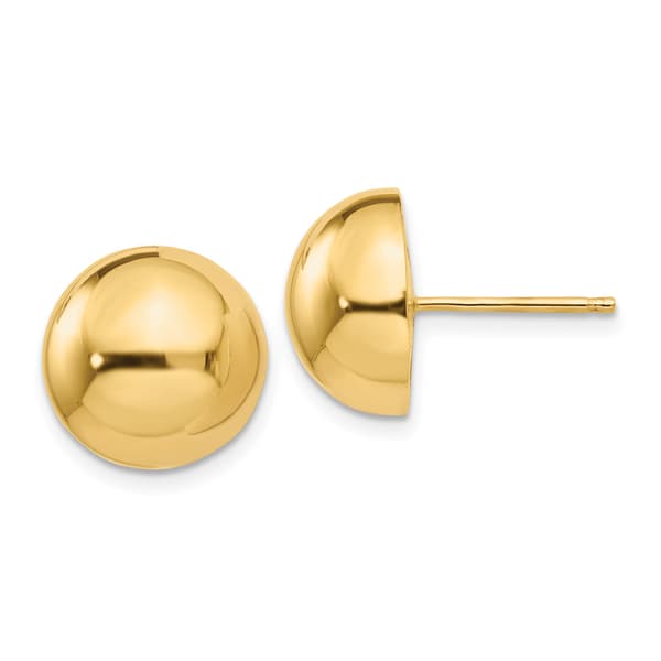 Gold Classics&#40;tm&#41; 14kt. Polished 12mm Half Ball Post Earrings - image 