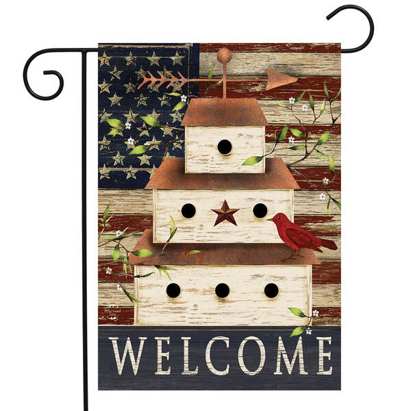 Briarwood Lane Patriotic Birdhouse Garden Flag - image 