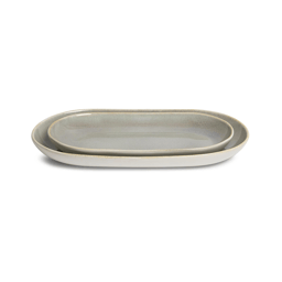 Sango Resona Moss/Cream Large Ceramic Serving Platters - Set of 2