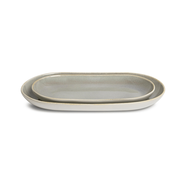 Sango Resona Moss/Cream Large Ceramic Serving Platters - Set of 2